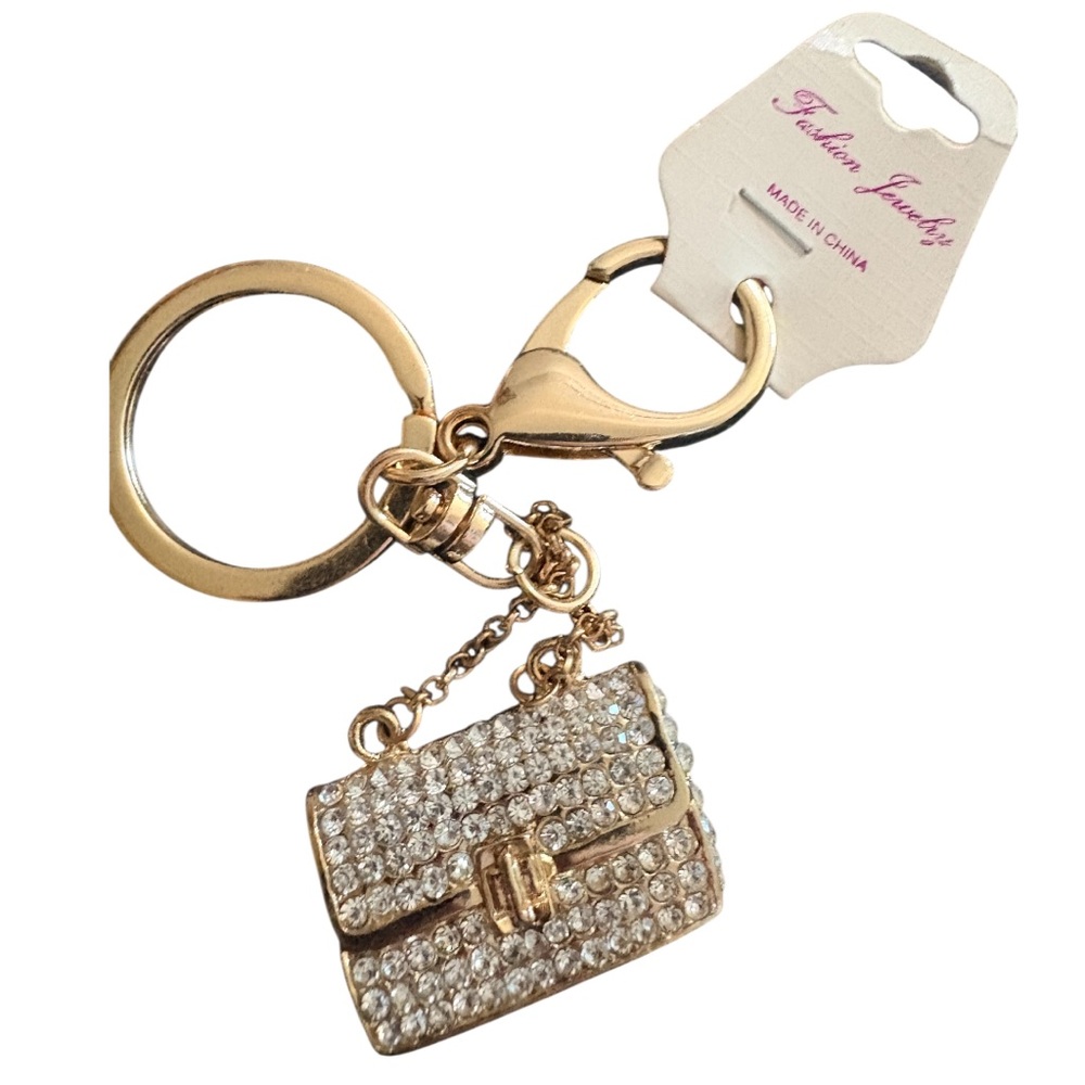 Gold Crystal Mini Purse Keychain - Fashion Jewelry